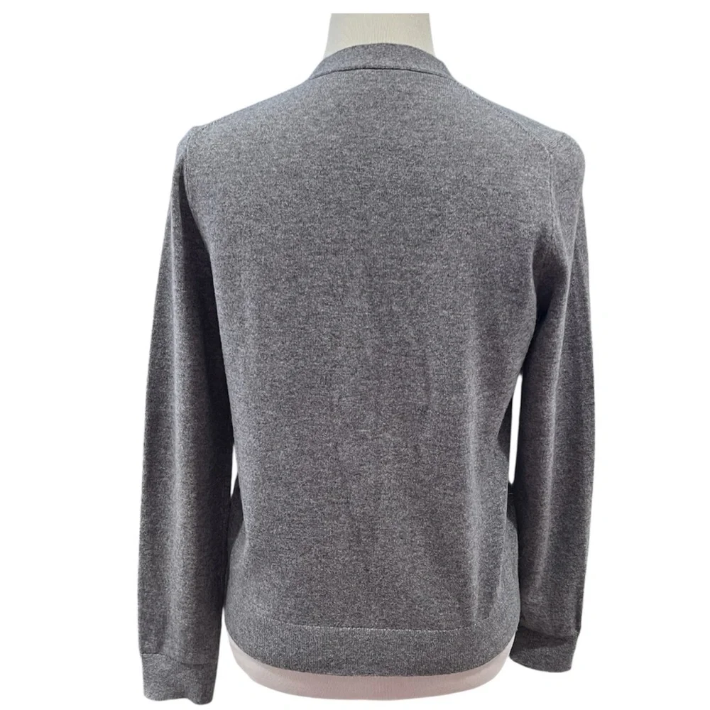 Tory Burch Gray V Neck Cashmere Cardigan Sweater Size Small